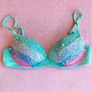💗candy BOMBSHELL BIKINI SUPER PADDED SWIMSUIT TOP custom BLING RHINESTONES 32C